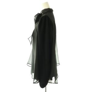 CELFORD ニットコンビオーガンジーフレアブラウス 長袖 36 ブラック /HK OS