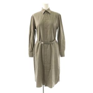 ウール シャツワンピース ひざ丈 ベルト付き 2 グレー /DF OS