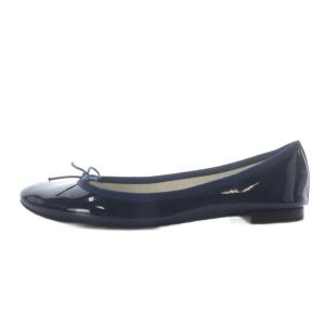 Repetto Cendrillon バレエシューズ パンプス フラット リボンモチーフ エナメルレザー 38.5 ネイビー