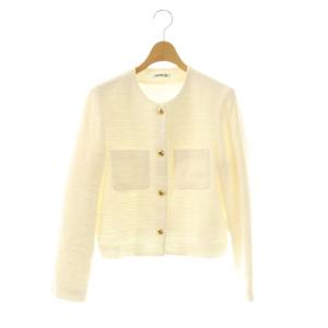 ツイードノーカラージャケット 金ボタン オフホワイト /DF OS