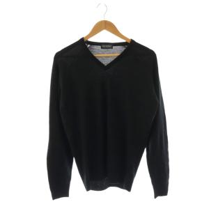 MERINO WOOL EXTRAFINE Vネックニット セーター S ブラック /DF OS