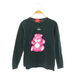 オーブ刺繍 Tシャツ カットソー 長袖 ダークネイビー ピンク 白 /ES OS