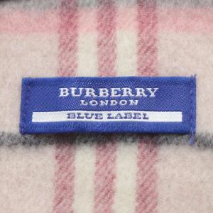 BURBERRY BLUE LABEL マフラー チェック柄 フリンジ ピンク /YO33