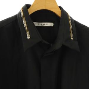 GIVENCHY 襟ジップデザイン 比翼ボタン シャツ 40 ブラック /DF OS AD