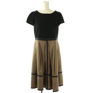 25SS ステッチ入りテープ付きコンビワンピース バイカラー 40 黒 ベージュ 511127 /CX