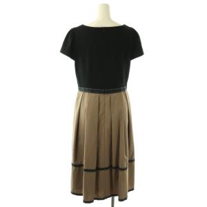 M'S GRACY 25SS ステッチ入りテープ付きコンビワンピース バイカラー 40 黒 ベージュ 511127 /CX