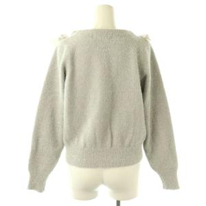 M'S GRACY 25AW リボン付きパールボタンニット カーディガン ラメ 38 グレー /CX OS SH