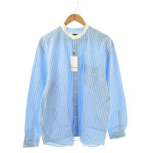 BAND COLLAR SHIRT シャツ ストライプ バンドカラー XL 水色 白 SOPH-242020