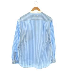 SOPHNET. BAND COLLAR SHIRT シャツ ストライプ バンドカラー XL 水色 白 SOPH-242020
