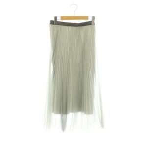 オーガンジープリーツスカート ロング フレア 38 グレー チャコールグレー /DO OS