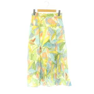 ロングスカート フレア 38 緑 グリーン マルチカラー /AQ OS