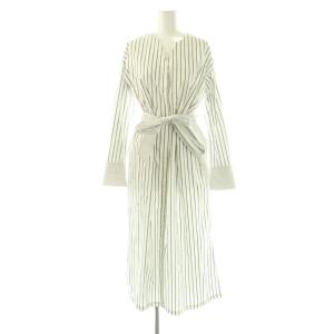 ストライプ 長袖 シャツワンピース ロング 38 ホワイト /DF OS