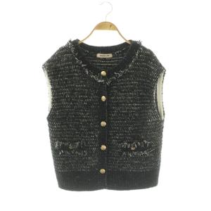 金ボタン ツイード ベストジレ 2 ブラック /DF OS