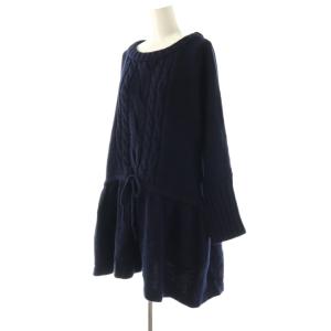 BURBERRY BLUE LABEL ニットワンピース ミニ 長袖 38 ネイビー /HK OS