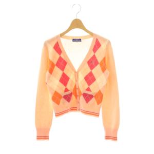 ウールカシミヤ アーガイル カーディガン Vネック 38 ピンク マルチカラー /CX OS