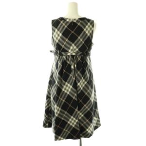 BURBERRY BLUE LABEL チェック ノースリーブ ワンピース ベルト付き 38 黒 マルチカラー /CX OS
