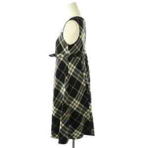 BURBERRY BLUE LABEL チェック ノースリーブ ワンピース ベルト付き 38 黒 マルチカラー /CX OS