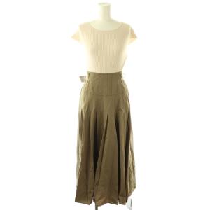 フレンチスリーブウエストリボンドッキングワンピース ロング 1 ベージュ /DF OS