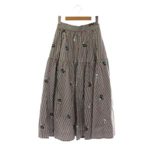 マーガレット刺繍スカート ロング フレア 0 黒 白 /NR OS