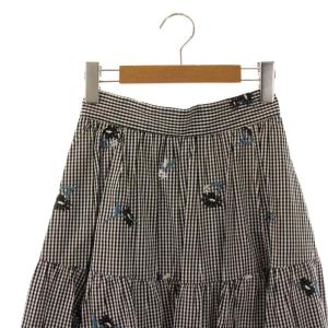 Apuweiser-riche マーガレット刺繍スカート ロング フレア 0 黒 白 /NR OS