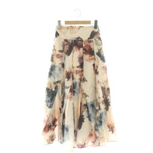 タックボリュームプリントスカート フレアスカート ロング 00 ピンク /DF OS