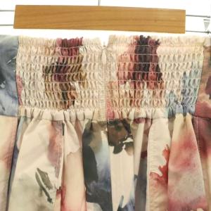 SNIDEL タックボリュームプリントスカート フレアスカート ロング 00 ピンク /DF OS