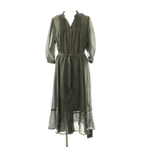 ピンタックシャツワンピース ロング 五分袖 0 チャコールグレー /HK OS