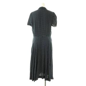 POLO RALPH LAUREN レーヨンオープンカラードットワンピース ロング 半袖 2 ネイビー /HK OS SH