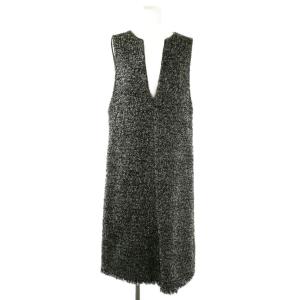 スラブツィードジャンパースカート ロング 38 ブラック ホワイト /DO OS SH