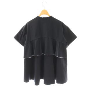UNITED ARROWS バックフレアショートスリーブブラウス 半袖 ネイビー ホワイト /DO OS