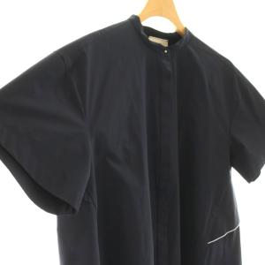 UNITED ARROWS バックフレアショートスリーブブラウス 半袖 ネイビー ホワイト /DO OS