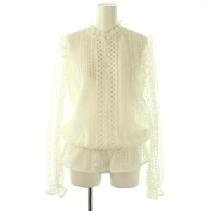 カットワークレースブラウス プルオーバー 長袖 1 ホワイト /HK OS SH