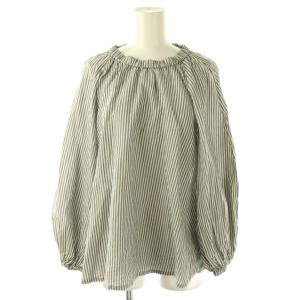 ストライププルオーバーブラウス シャツ グレー 白 ホワイト /AQ OS SH