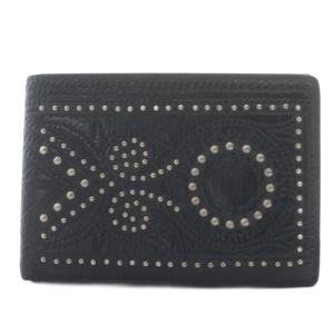 財布 二つ折り お札入れ スタッズ レザー ブラック /YO1 SH OH