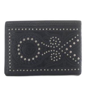 SAINT LAURENT PARIS 財布 二つ折り お札入れ スタッズ レザー ブラック /YO1 SH OH