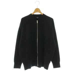 COTTON WOOL MIDI BOMBER JKT ジャケット ニット ジップアップ S 黒 /NR