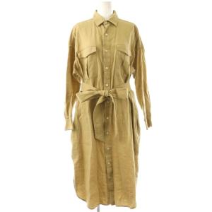 リネン シャツワンピース ロング 長袖 F ベージュ /HK OS