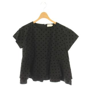 フロッキードットティアードブラウス 半袖 36 ブラック /ES OS