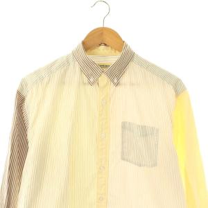 BEAMS BOY 25SS コットンローンクレイジーボタンダウンロングスリーブシャツ ブラウス 長袖 前開き ストライプ