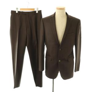スーツ ストライプ柄2Bジャケット パンツ セット テーラード ウール 40 L ブラウン /CX OS