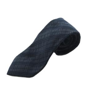 ネクタイ レギュラータイ シルク混 チェック柄 紺 /MI OS AD