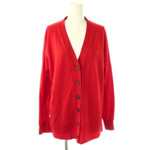 18G Vネックカーディガン ニット 長袖 ウール レッド /DO OS