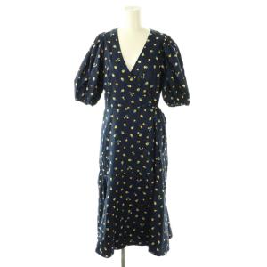 花柄 ワンピース ロング 半袖 0 ネイビー /HK OS