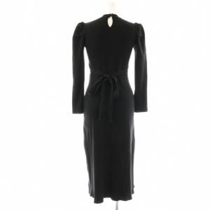 Rirandture 24AW デコルテリボンドッキングニットワンピース ロング 刺繍 1 ブラック /HK OS