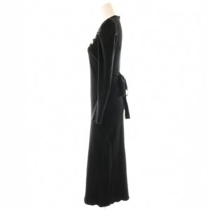 Rirandture 24AW デコルテリボンドッキングニットワンピース ロング 刺繍 1 ブラック /HK OS