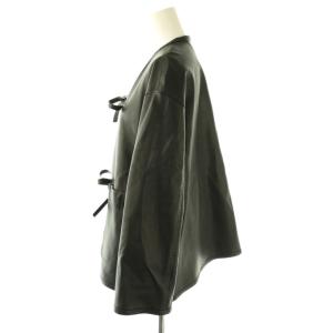 IENA ラブークル 25SS レザーストリングブルゾン ノーカラージャケット 羊革 ブラック /ES OS