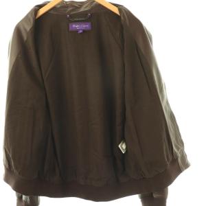 RALPH LAUREN PURPLE LABEL ラムレザージャケット ジップアップ XL ブラウン