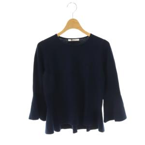 フレアスリーブペプラムプルオーバー ニット カットソー 36 ネイビー /DO OS
