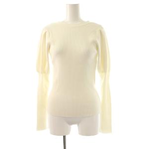 2WAYリボンパフ プルオーバー ニット セーター 長袖 38 ホワイト /HK OS