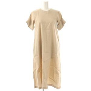 ECO CRNCH WASH APRI STR 半袖 ワンピース リネン 032 ベージュ /ES OS